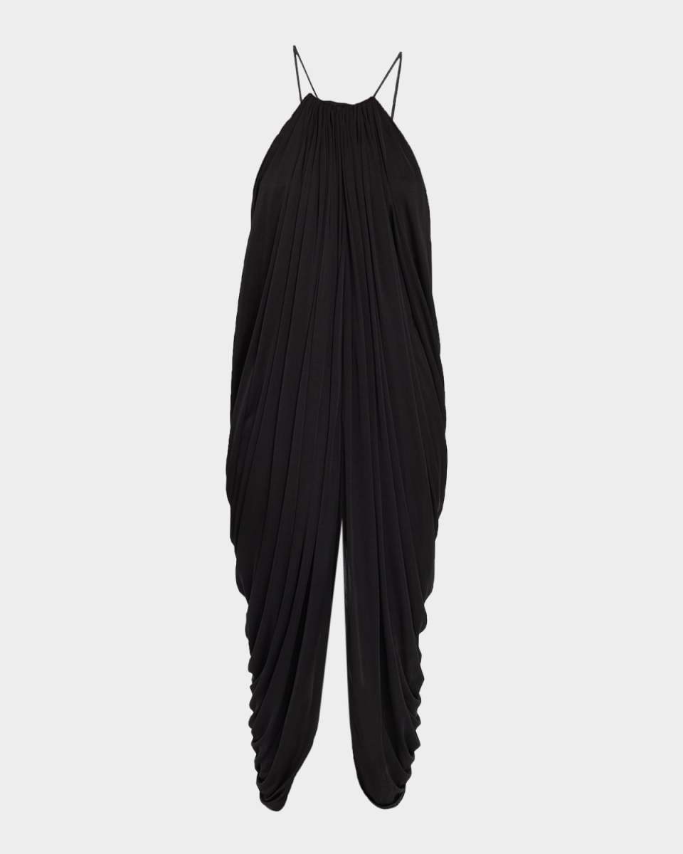 Draped Anagram Backless Midi Dress